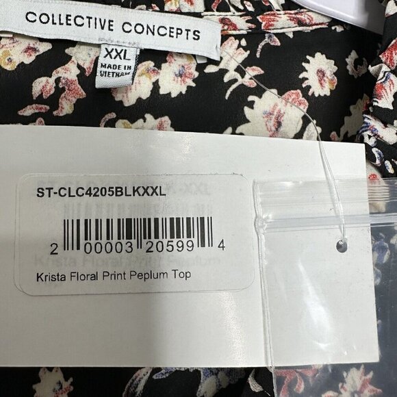 Collective Concepts Whimsical Blouse Black Floral 2XL - Picture 8 of 11